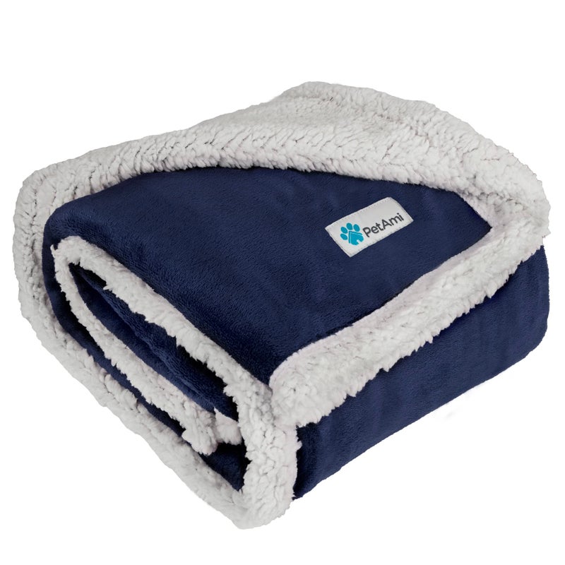 PetAmi Dog Blanket for Medium Large Dogs, Pet Bed Blanket Cat Puppy Kitten, Fleece Furniture Couch Cover Protector Sofa Car, Soft Sherpa Dog Throw Plush Reversible Washable, 40x60 Blue - Image 1
